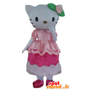 Mascot av den berømte katten Hello Kitty rosa kjole