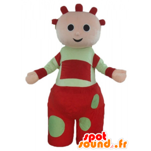 Dukke maskot, kæmpe spædbarn, rød og grøn - Spotsound maskot