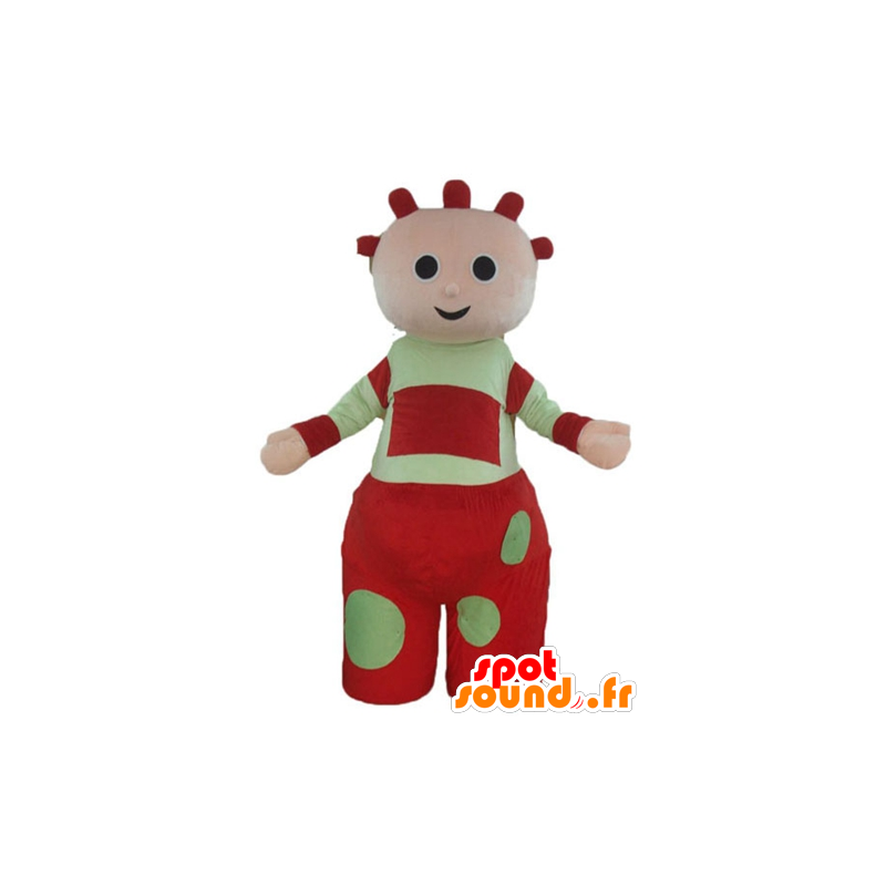 人形のマスコット、巨大な幼児、赤と緑-masfr23364-人間のマスコット