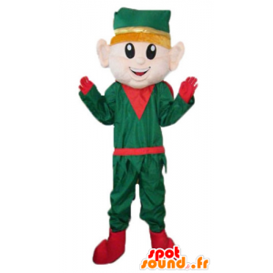 Mascot elf, elf Kerstmis rode en groene uitrusting - MASFR23365 - Kerstmis Mascottes