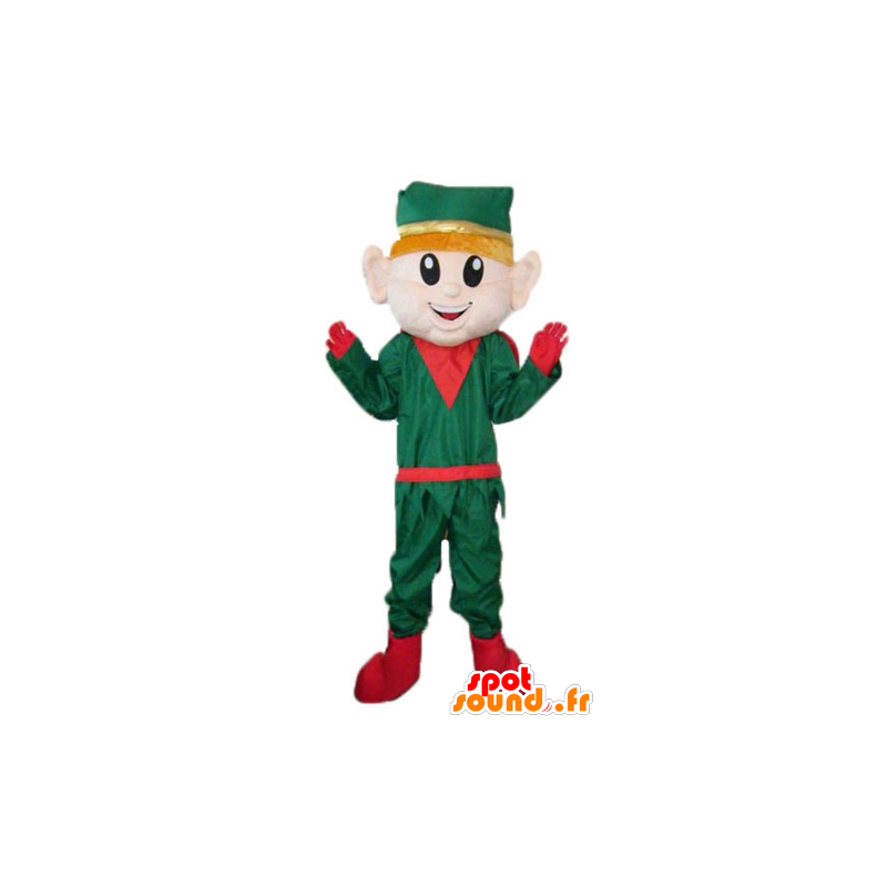 Elfo Mascot, vestido verde duende de Navidad y rojo - MASFR23365 - Mascotas de Navidad