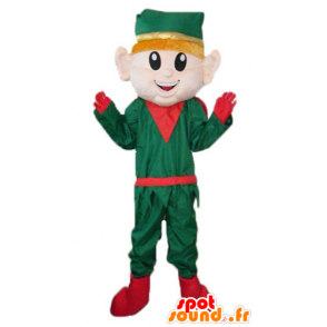 Elfo Mascotte, vestito verde e rosso Natale pixie - MASFR23365 - Mascotte di Natale