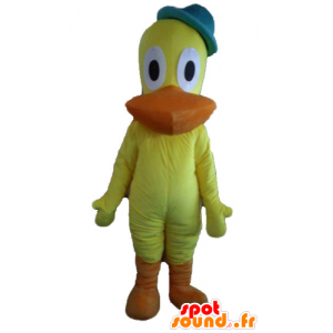 Amarillo y naranja mascota pato, canario, con una gorra - MASFR23368 - Mascota de los patos