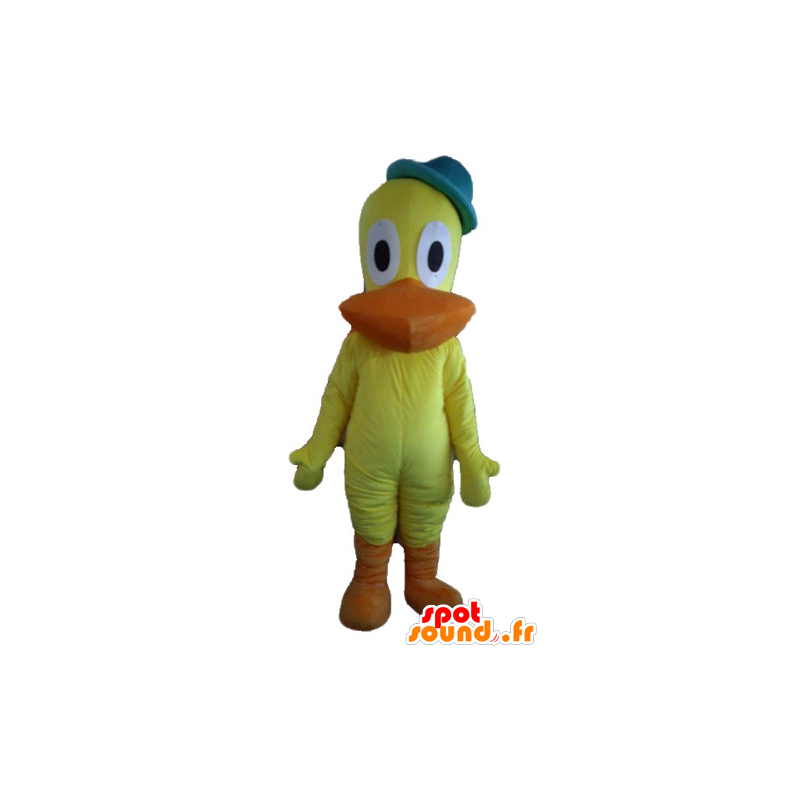 Gul og oransje duck maskot, kanarifuglen, med en cap - MASFR23368 - Mascot ender