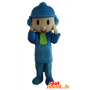 Mascote criança vestida em trajes de inverno com um chapéu - MASFR23369 - mascotes criança