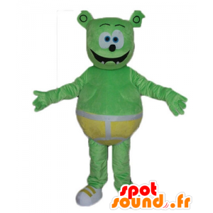 Mascot Teddy, grønt monster med en gul slip - MASFR23370 - bjørn Mascot