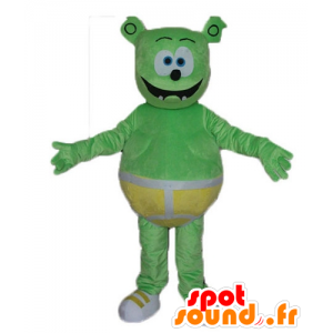 Teddy mascot, green monster with a yellow slip - MASFR23370 - Bear mascot