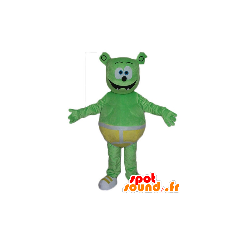 Mascot Teddy, grønt monster med en gul slip - MASFR23370 - bjørn Mascot