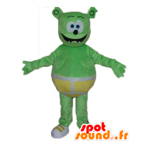 Teddy mascot, green monster with a yellow slip - MASFR23370 - Bear mascot