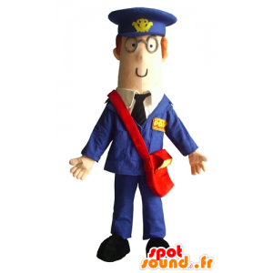 Mascotte d'homme, de facteur, habillé en uniforme bleu - MASFR23376 - Mascottes Homme