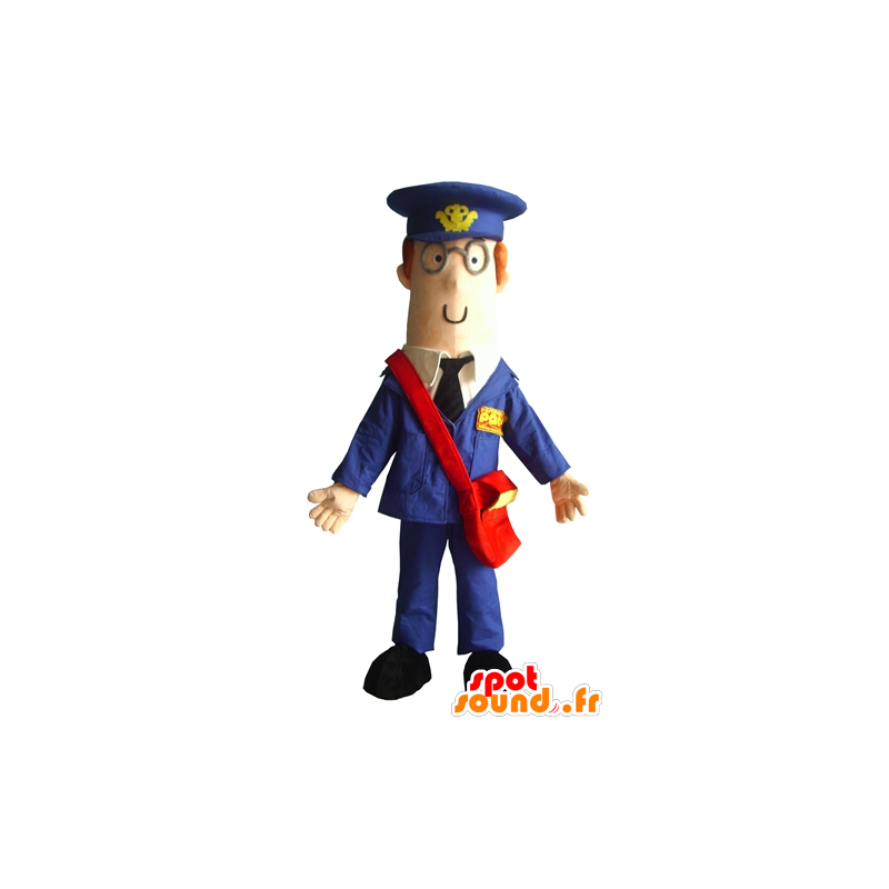 Mascotte d'homme, de facteur, habillé en uniforme bleu - MASFR23376 - Mascottes Homme