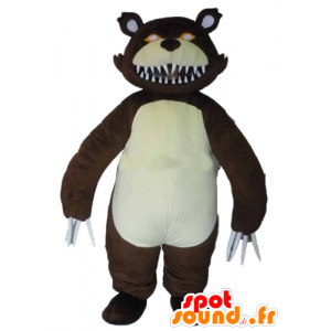 Mascotte d'ours féroce, de grizzli, avec de grandes griffes - MASFR23390 - Mascotte d'ours