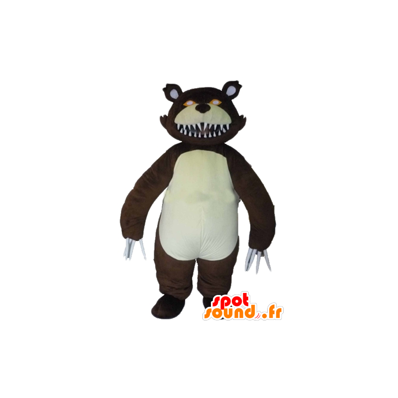 Mascotte d'ours féroce, de grizzli, avec de grandes griffes - MASFR23390 - Mascotte d'ours