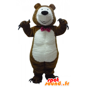Björnmaskot, brun och vit nallebjörn med klor - Spotsound maskot