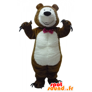 Mascotte bears, brown and white teddy bear with claws - MASFR23391 - Bear mascot