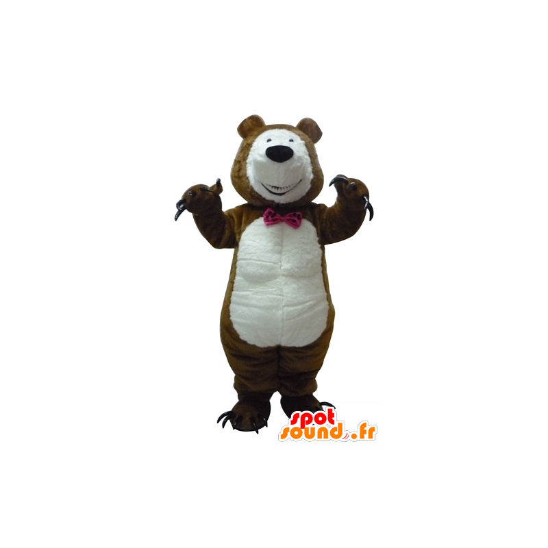 Maskotti karhu, ruskea ja valkoinen nalle kynnet - MASFR23391 - Bear Mascot