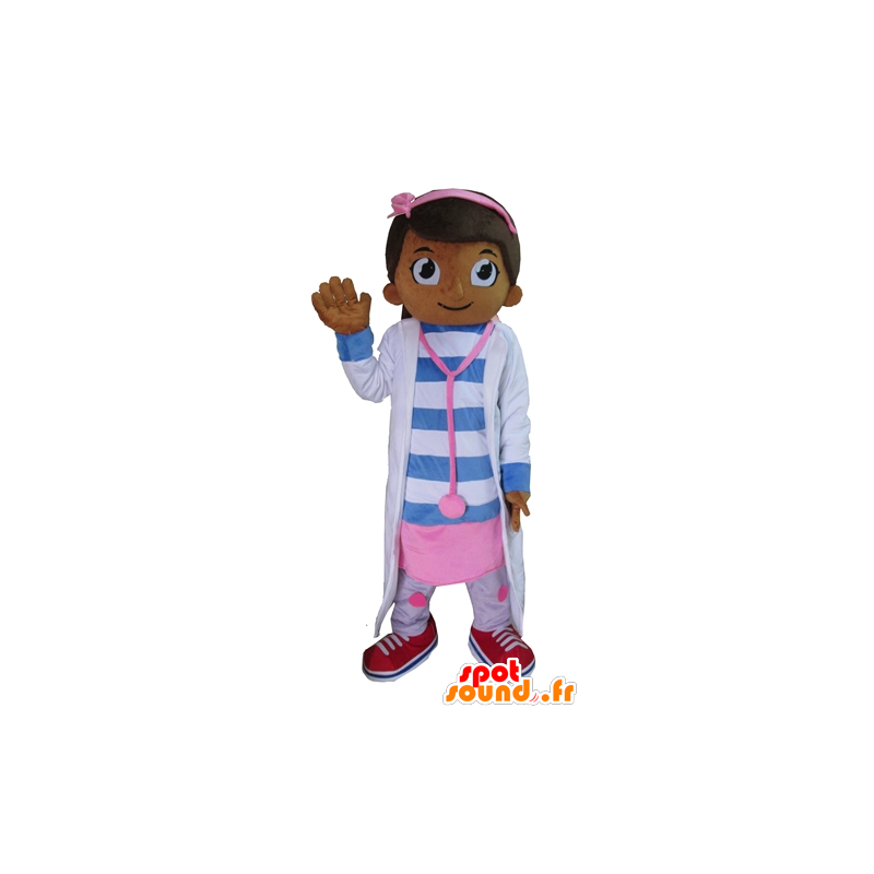 Girl mascot, doctor, nurse, pink and blue - MASFR23396 - Mascots boys and girls