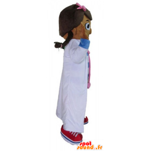 Meisje mascotte, arts, verpleegkundige, roze en blauw - MASFR23396 - Mascottes Boys and Girls