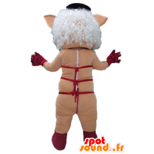 Mascotte de cochonne rose, avec des sous-vêtements rouges - MASFR23397 - Mascottes Cochon