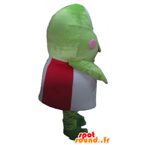 Grøn frø maskot, meget sjov, i rød og hvid - Spotsound maskot
