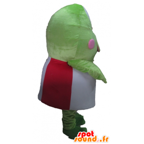 Grøn frø maskot, meget sjov, i rød og hvid - Spotsound maskot