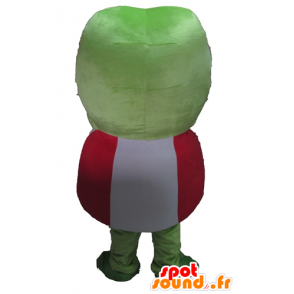 Mascotte de grenouille verte, très rigolote, en rouge et blanc - MASFR23398 - Animaux de la forêt