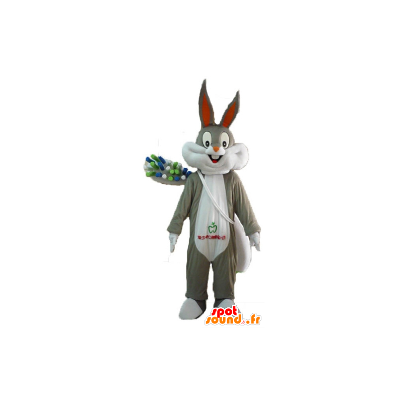 Bugs Bunny maskot med en jätte tandborste - Spotsound maskot