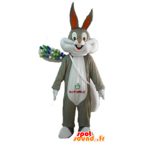 Bugs Bunny mascotte met een gigantische tandenborstel - MASFR23404 - Bugs Bunny Mascottes