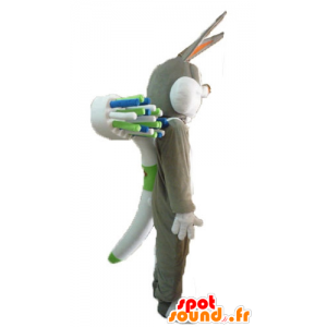 Bugs Bunny maskot med en kæmpe tandbørste - Spotsound maskot