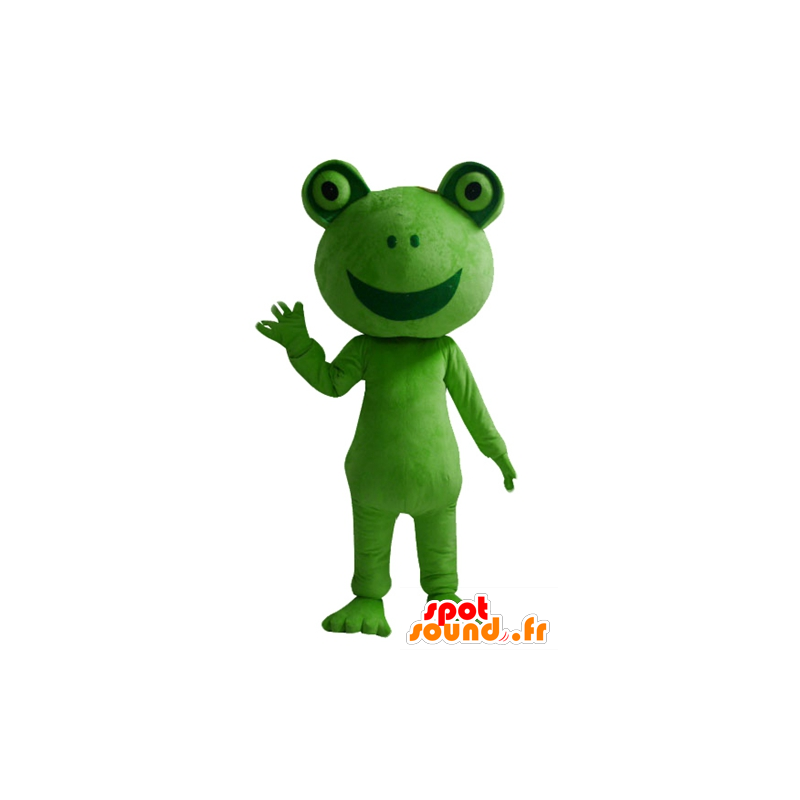 Mascot rana verde, gigante, sorridente - MASFR23405 - Animali della foresta