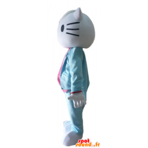 Hallo Kitty Maskottchen, in blauen Anzug und rosa gekleidet - MASFR23411 - Maskottchen Hello Kitty