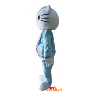 Hello Kitty maskotti, pukeutunut sininen puku ja vaaleanpunainen - MASFR23411 - Hello Kitty Maskotteja