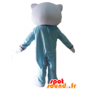 Ciao Kitty mascotte, vestito in tuta blu e rosa - MASFR23411 - Mascotte Hello Kitty