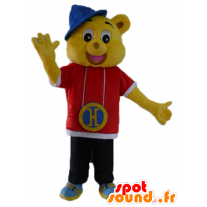 Gelber Bär Maskottchen als Rapper Kleidung, Hip-Hop gekleidet - MASFR23415 - Bär Maskottchen