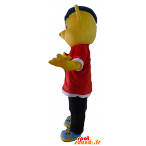 Yellow Bear mascot dressed as rapper attire, hip-hop - MASFR23415 - Bear mascot