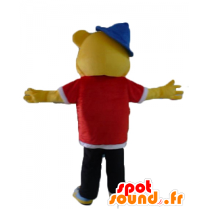 Maskot žlutý medvěd oblečená jako rapper oblečení, hip hop - MASFR23415 - Bear Mascot