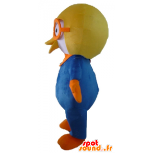 Mascot blue and white bird with a flying helmet - MASFR23416 - Mascot of birds