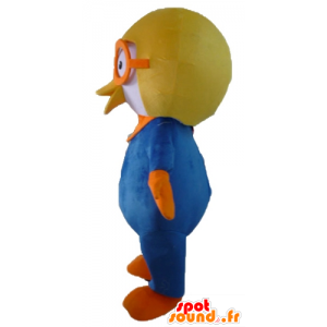 Mascotte d'oiseau bleu et blanc, avec un casque d'aviateur - MASFR23416 - Mascotte d'oiseaux