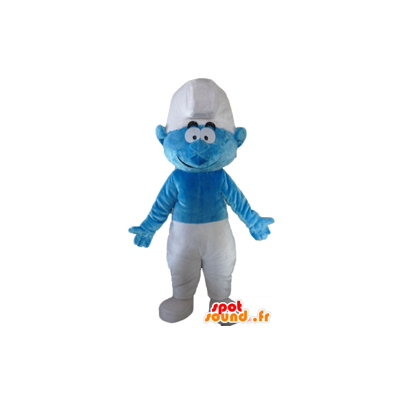 Blå och vit smurfmaskot, serietidning - Spotsound maskot