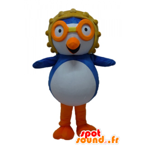 Mascot blue and white bird with a flying helmet - MASFR23419 - Mascot of birds