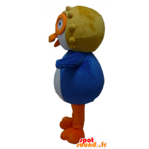 Mascot pájaro azul y blanco con un casco de vuelo - MASFR23419 - Mascota de aves