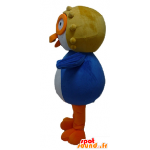 Mascot pássaro azul e branco com um capacete voando - MASFR23419 - aves mascote