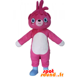 Mascotte den nounours rose et blanc, géant - MASFR23421 - Mascotte d'ours