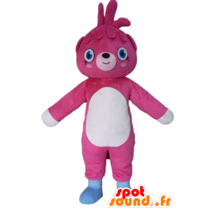Mascotte den pink and white teddy bears, giant - MASFR23421 - Bear mascot