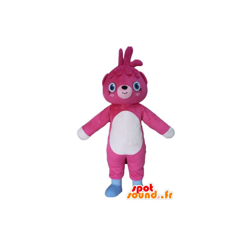 Mascot den ursos de pelúcia rosa e branco, gigante - MASFR23421 - mascote do urso