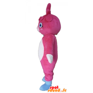 Pink og hvid bamse maskot, kæmpe - Spotsound maskot kostume