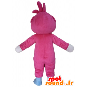 Mascotte den nounours rose et blanc, géant - MASFR23421 - Mascotte d'ours