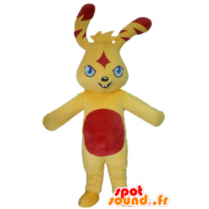 Gul og rød kanin maskot, farverig og original - Spotsound