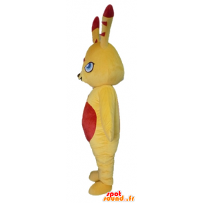Coniglio mascotte giallo e rosso, colorato e originale - MASFR23422 - Mascotte coniglio