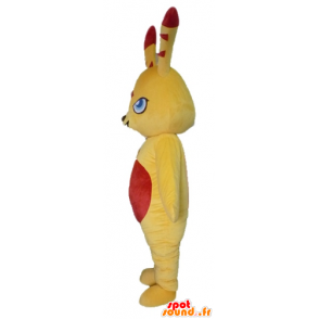 Mascotte de lapin jaune et rouge, coloré et original - MASFR23422 - Mascotte de lapins